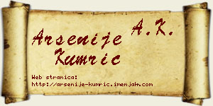 Arsenije Kumrić vizit kartica